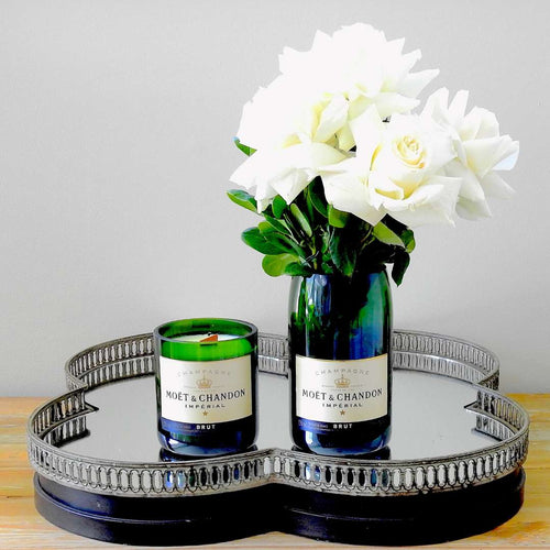 Bundle - MC Champagne Candle & Vase (Flowers not included)