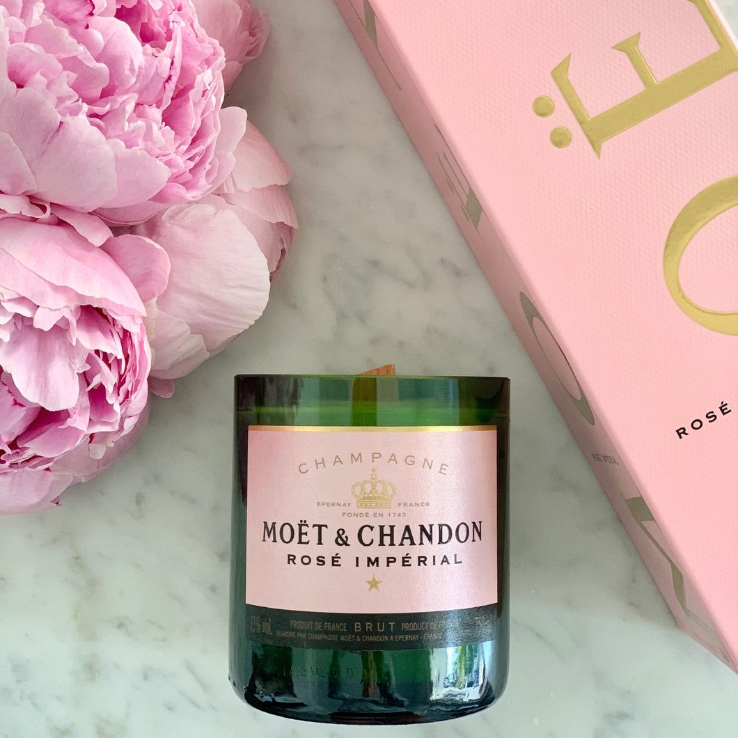MC Pink Rosé Upcycled Champagne Bottle Candle