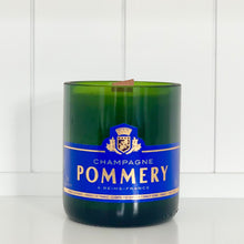 Load image into Gallery viewer, Pom Blue XL Upcycled Champagne Bottle Candle