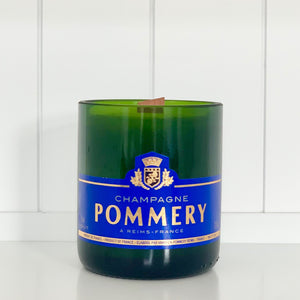 Pom Blue XL Upcycled Champagne Bottle Candle
